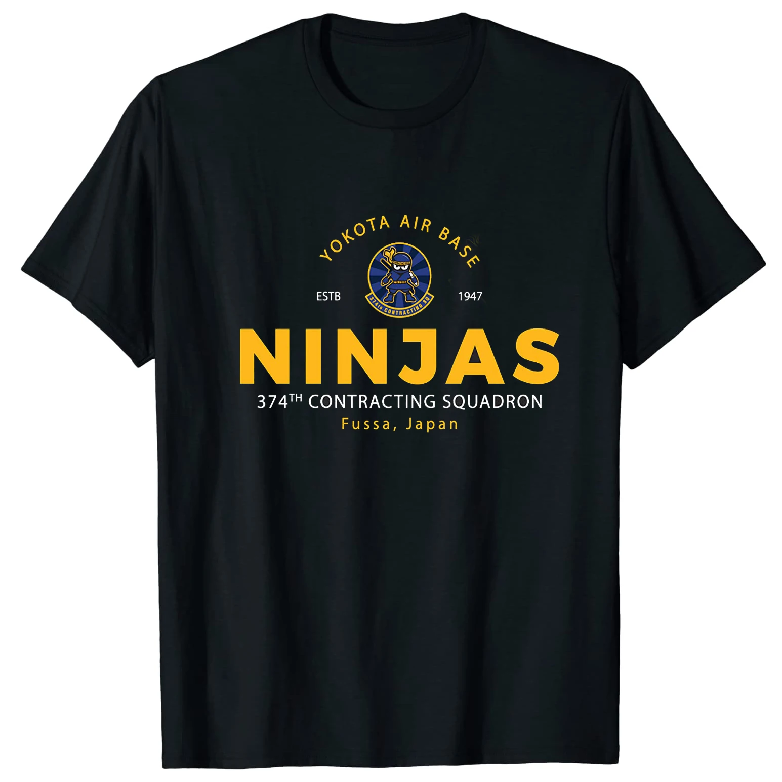 Фусса, Япония 374-я официальная эскадрия, эмблема ниндзя. Повседневные свободные футболки из 100% хлопка с коротким рукавом