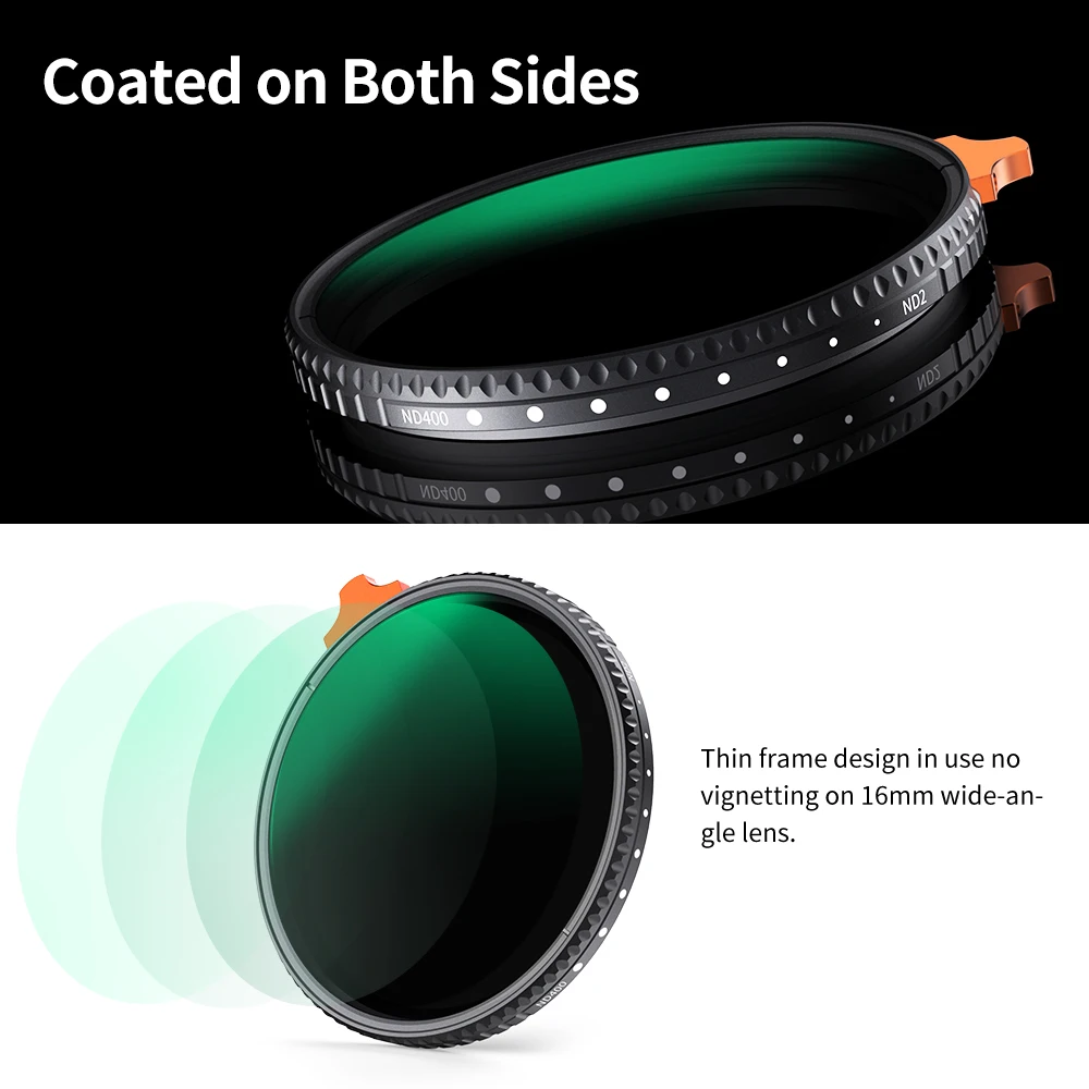 K&F Concept ND2-ND400 Lens HD ND Filter Fader Ultra Thin HD Green Film Neutral Density 49mm 52mm 58mm 62mm 67mm 77mm 82mm images - 6