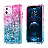 glitter liquid quicksand phone case for iphone 13 11 pro max xr xs max x 12 mini 7 8 plus gradient shockproof pctpu back cover
