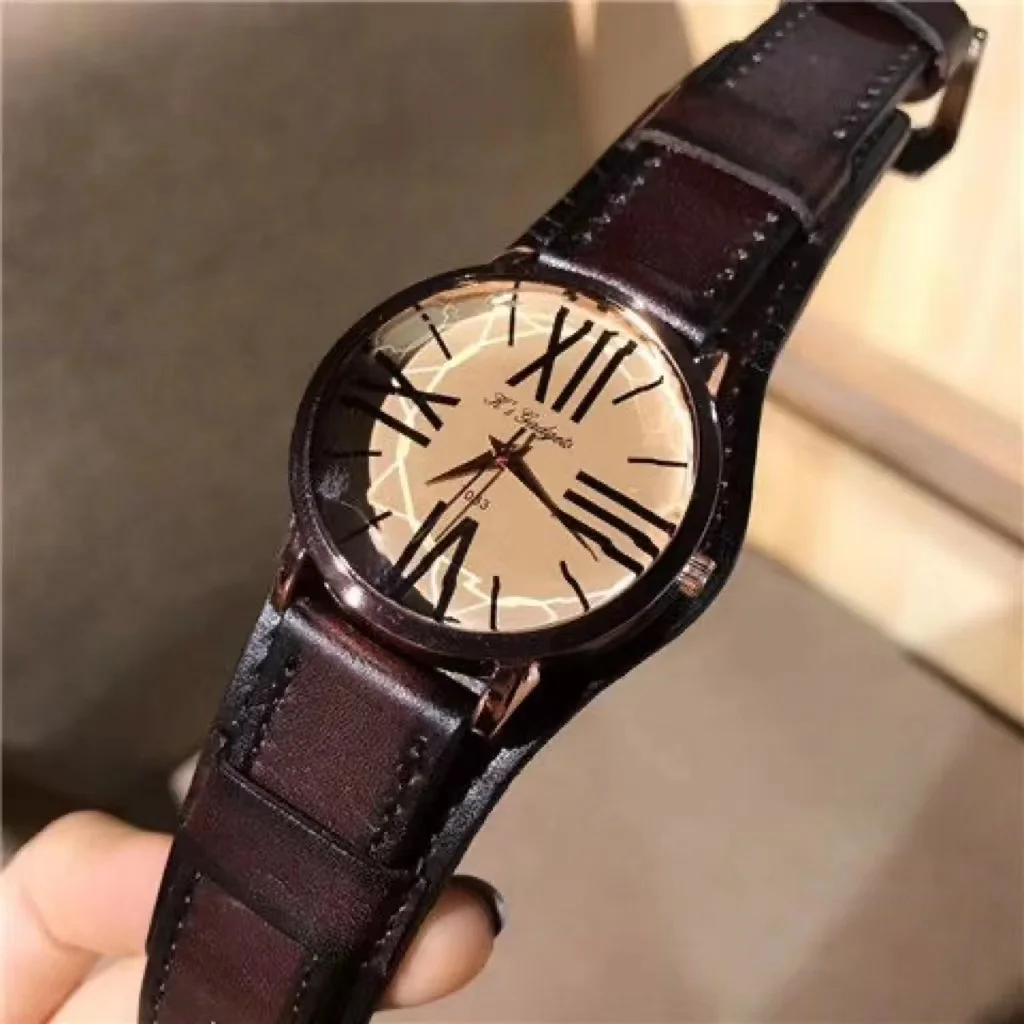 Genuine imported movement Europe and America fashion round women's watch women's leisure leather watch female high-grade simple