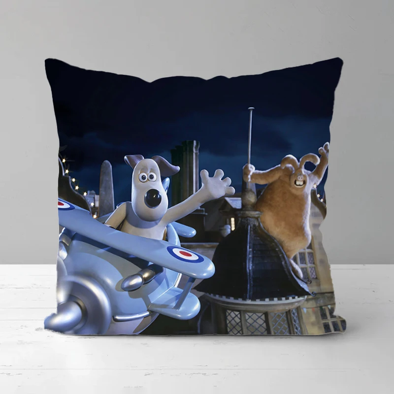 

Double-sided Printing Pillow Cover Wallace&Gromit Cute Ornamental Pillows for Living Room Kawaii Short Plush Cushion Covers Home