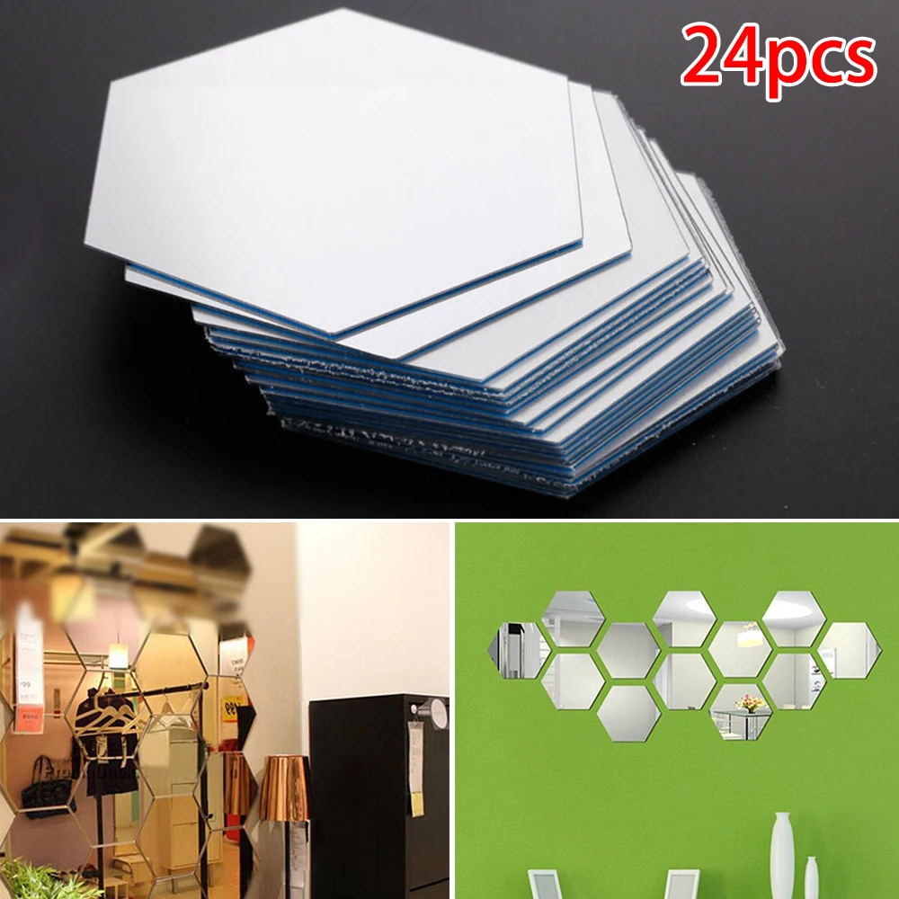 

24pcs Durable Gift High quality Hot New Set Top Mirror Stickers 3D Mirror Tiles Bedroom Home Decor Wall Stickers