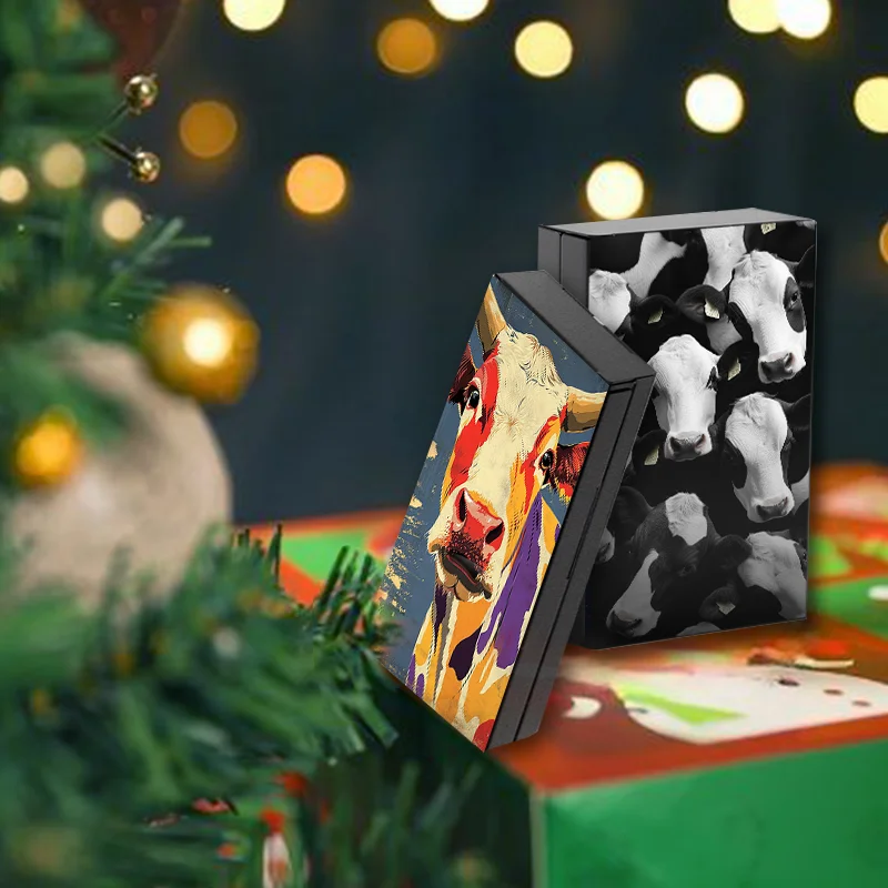 Тонкий алюминиевый портсигар со стильной креативной коровой — прочный и