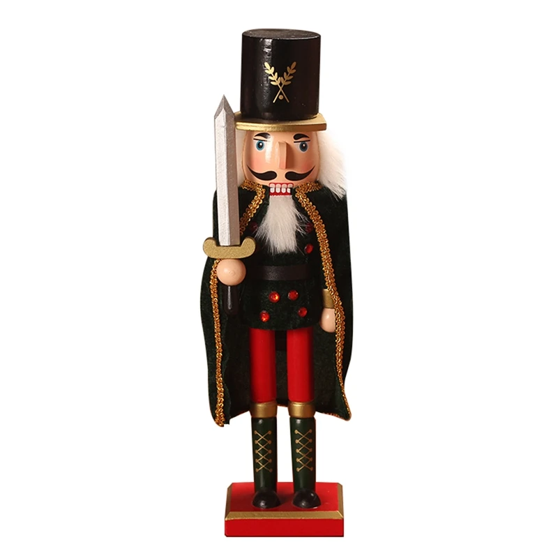 

38CM Cloak Nutcracker Soldier Figures Model Christmas Wooden Gift Hand Painted Nutcracker For Home Office