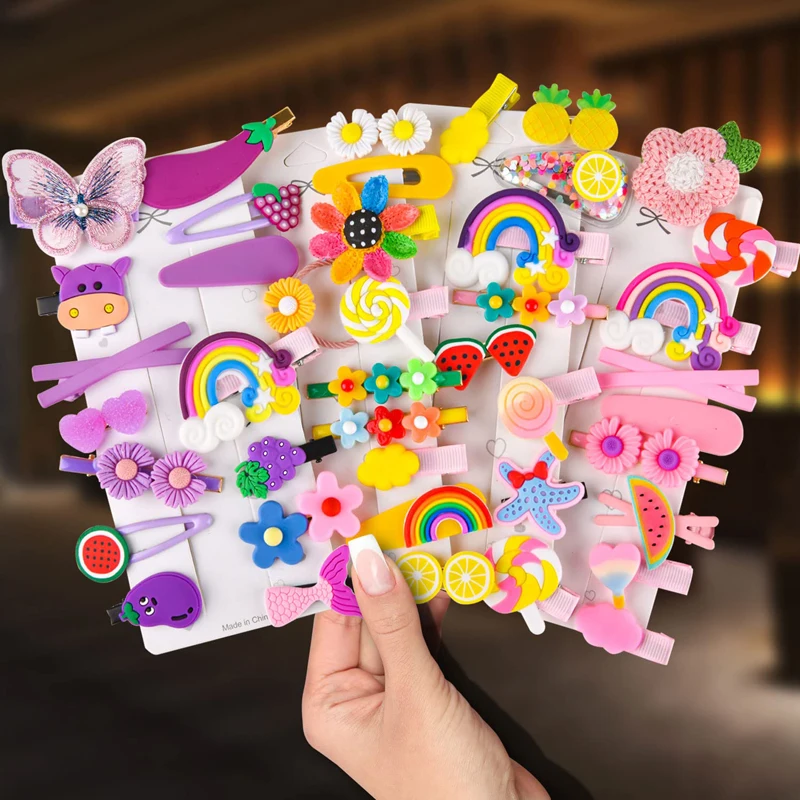 

Baby Hair Clips Pin Toy Barrettes for Girls Toddler Accessories Kids Clips Styling Flower Rainbow Candy Fruits Butterfly Cute