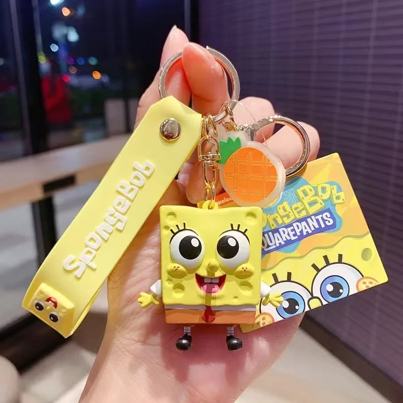 

SpongeBob Patrick Star Squidward Tentacles Keychain Holder Key Chain Car Keyring Mobile Phone Bag Hanging Jewelry Kids Gifts