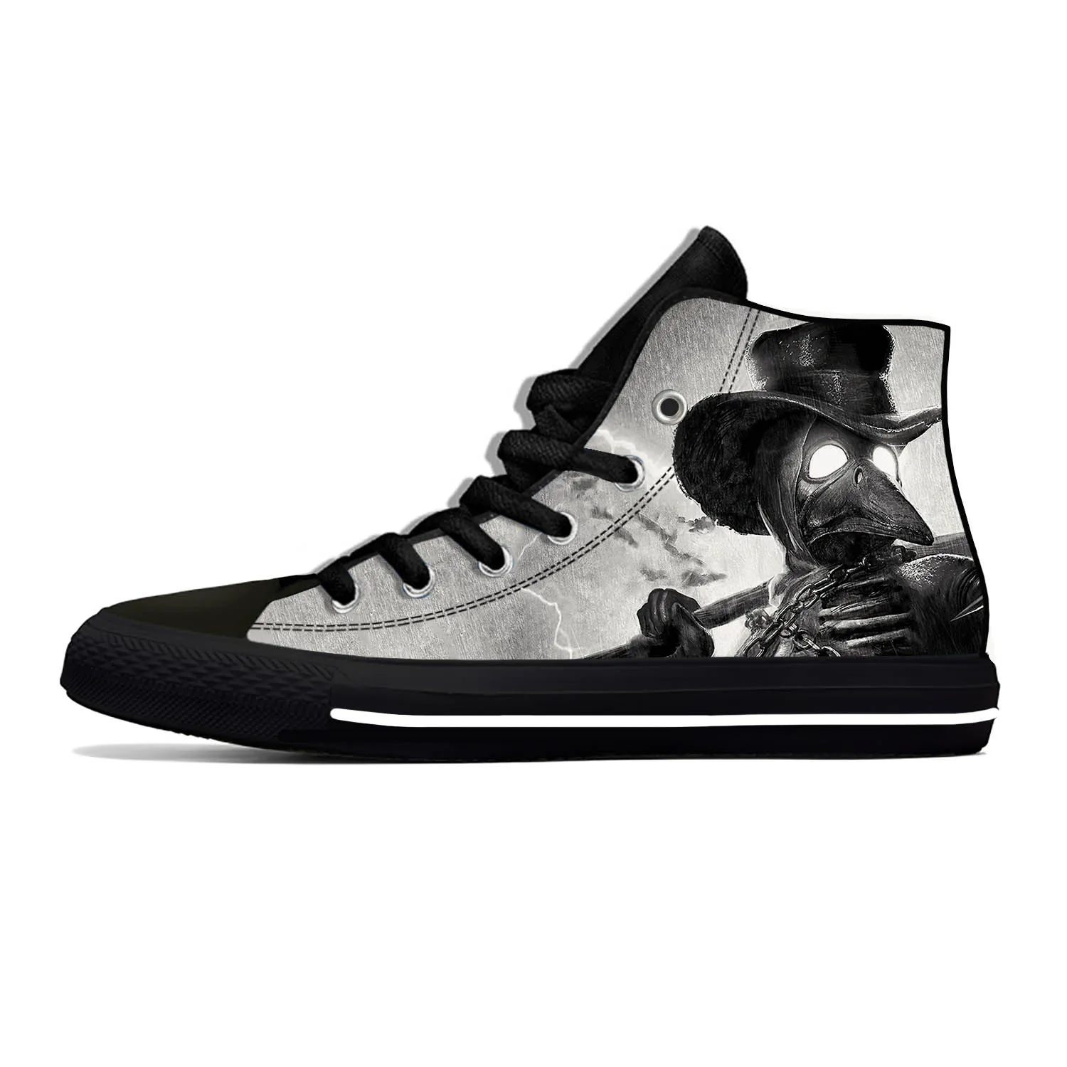 

Medieval Steampunk Plague Doctor Horror Halloween Casual Cloth Shoes High Top Lightweight Breathable 3D Print Men Women Sneakers
