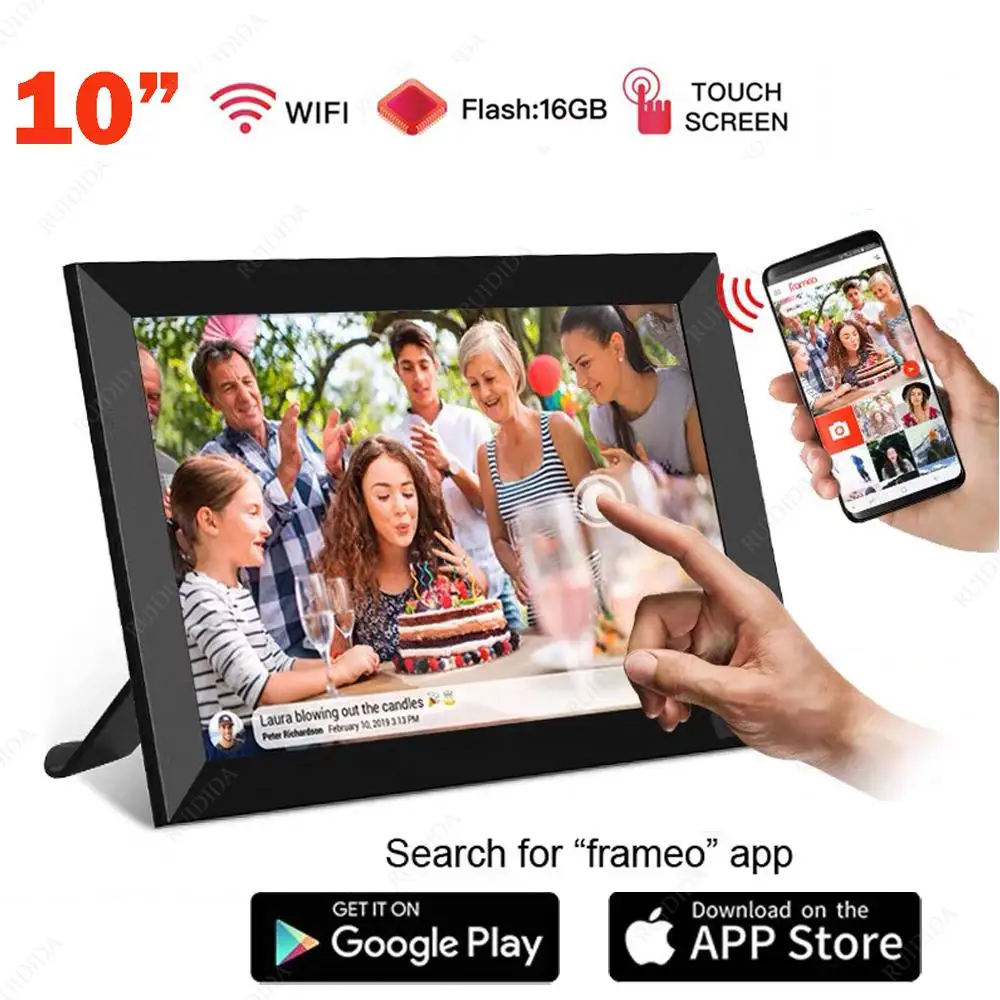 

10.1Inch Frameo Digital Photo Frame WIFI Digital Picture Frame Smart Electronic Image Album Bulit-in 16GB for Gifts Giving