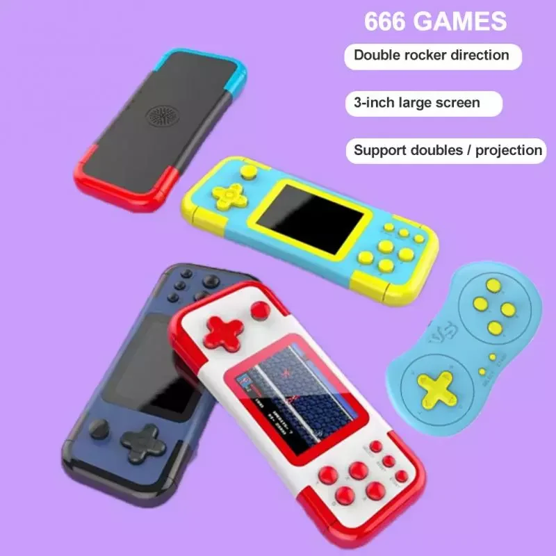 

NEW2023 Retro Portable Mini Handheld Video Game Console 3.0 Inch Color LCD Kids Color Game Player Built-in 666 Games Support Gi