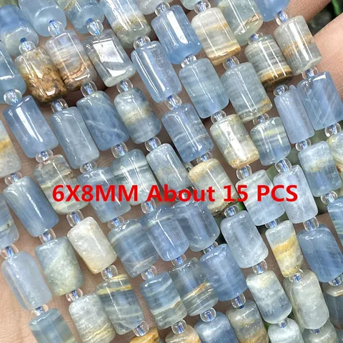 Синие бусины из кальцита JCXAZSJ 6x11 мм