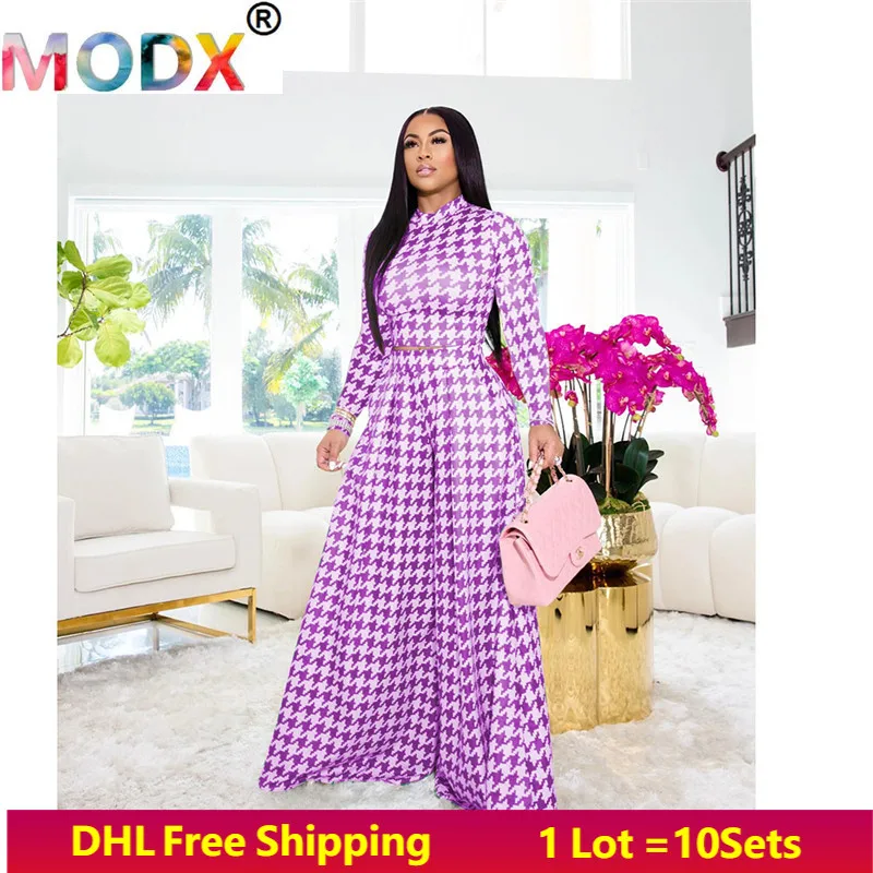 

Women Wide Leg Two Piece Pants Striped Print Tracksuits Fashion Fall Ladies Clothing Long Sleeve Crop Top+loose Pants 5729