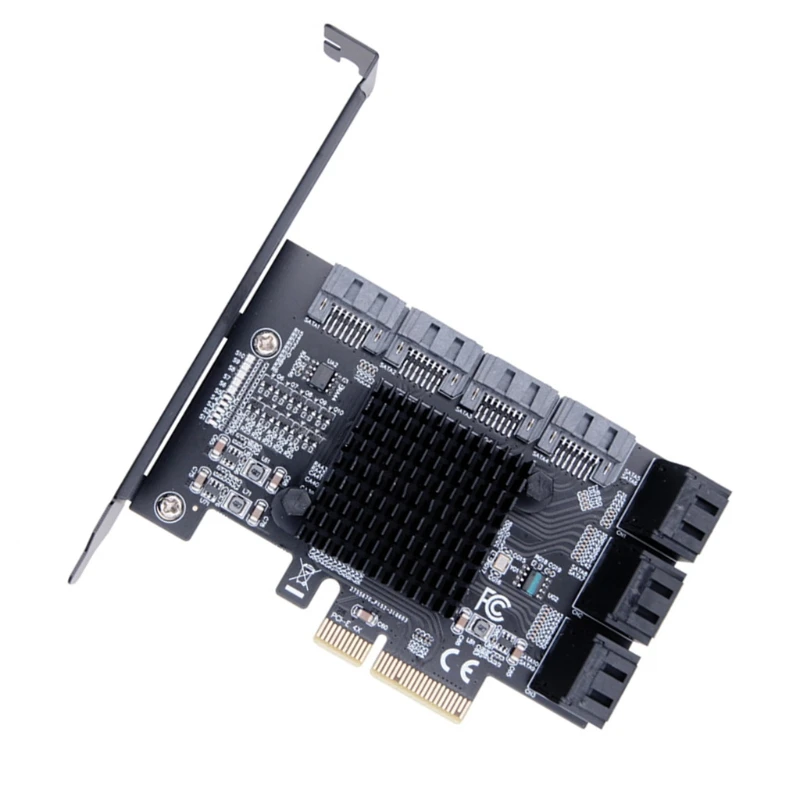 

10 Ports SATA3.0 Full Speed 6Gbps PCI Express PCIe 4X 8X 16X Expansion Card for Win7/8/10 Linux Desktop PC Super Fast