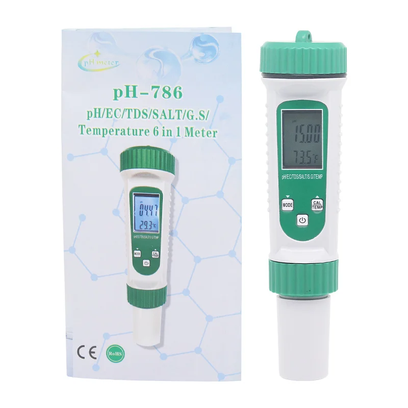 6 In 1 PH Meter EC TDS Salinity S.G Temp High Precision Water Quality Testing Acidity for Drinking Laboratory Aquarium |