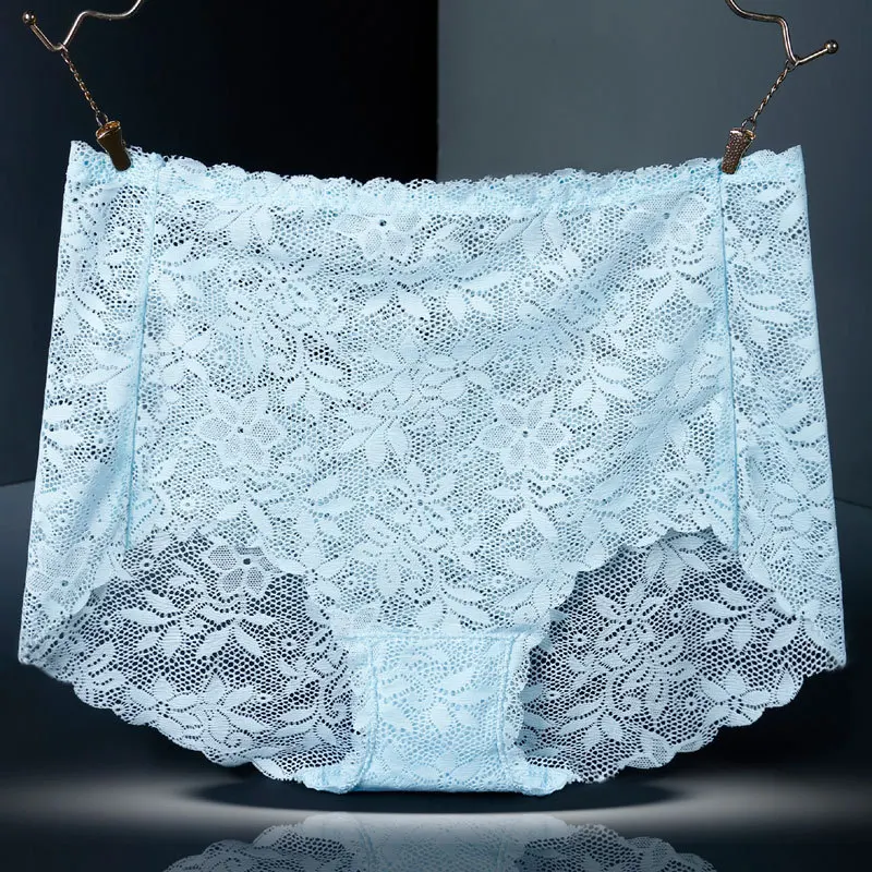 

Women Soft Thin Transparent High Waist Breathable Elasticity Sexy Lace Underwear Luxury Style Female Jacquard Panties Breifs