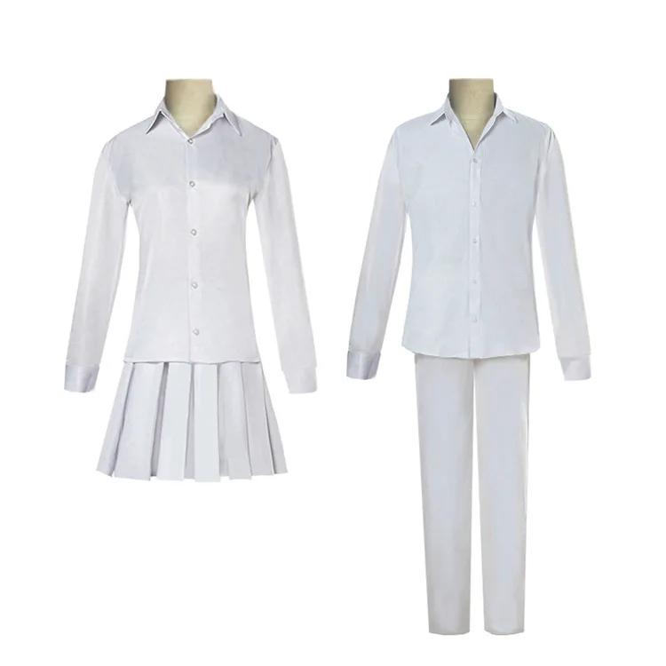 

Anime The Promised Neverland Cosplay Costume Student Uniform Emma Norman Ray Cosplay White Shirt Shirt Pant JK suit Halloween