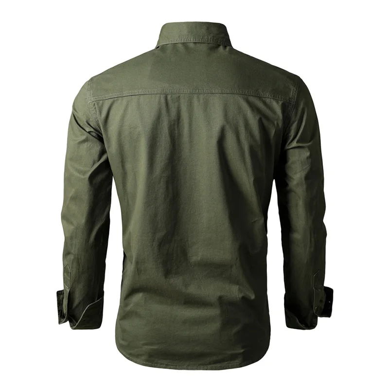 Spring and Autumn Cotton Mens Shirts Long Sleeve Outdoor Leisure Large Size Camisas Single Breasted Solid Lapel