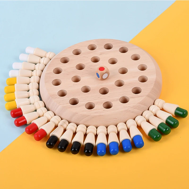 

Kids Wooden Memory Match Stick Chess Game Fun Block Board Game Educational Color Cognitive Ability Toy For Children Blocks Gifts