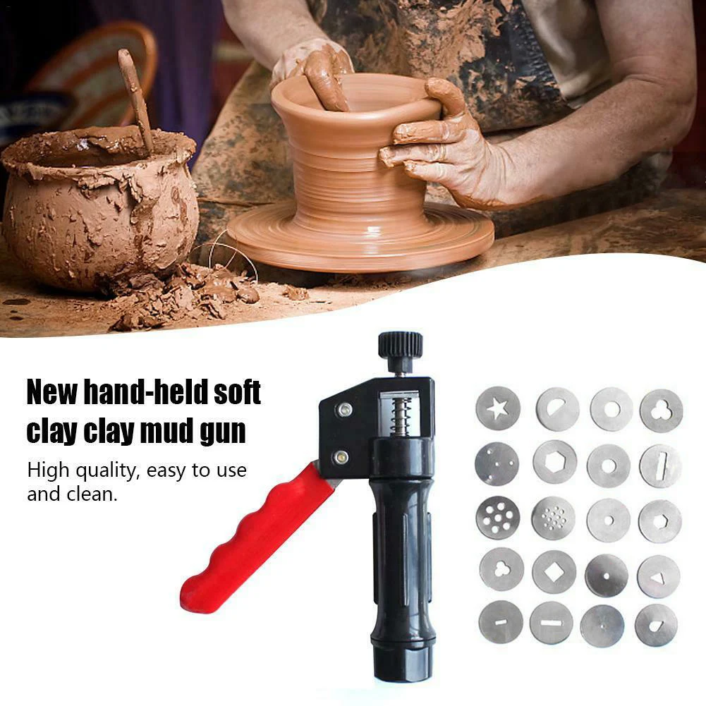 

Clay Extruder Hand-held Soft Clay Mud Squeezer with 20 Different Nozzles Biscuit Cake Decorating Multifunctional Kitchen Tools