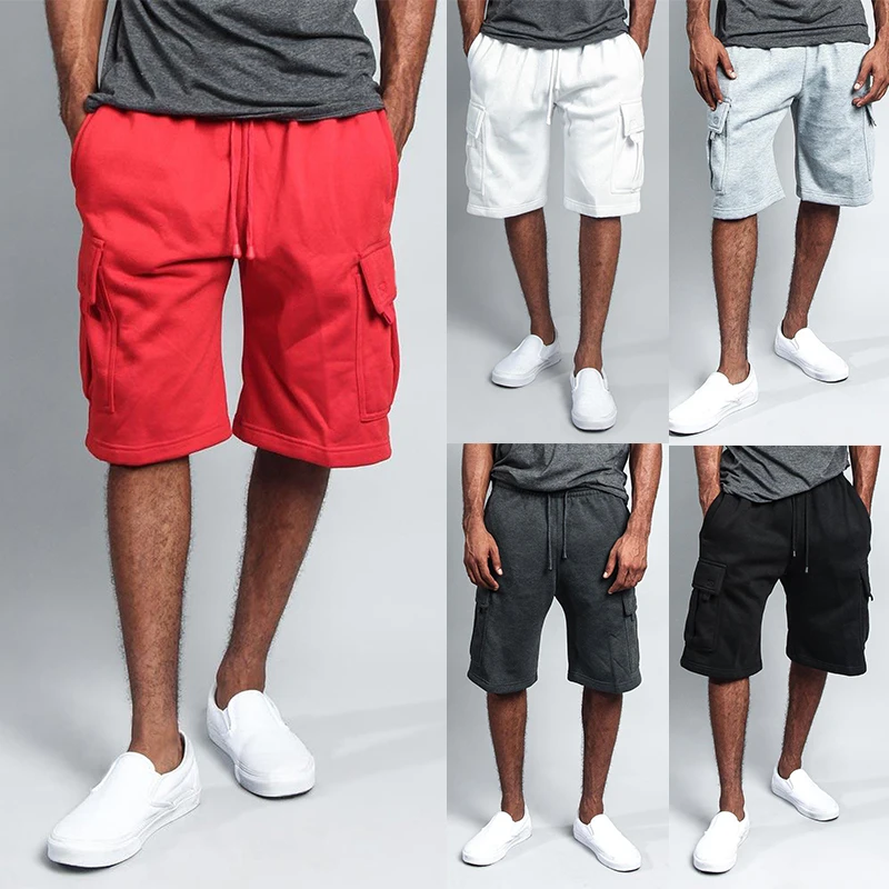

2022 Solid Casual Men Shorts Cargo Bottoms Sport Shorts Fitness Jogging Workout Pants Men Multi-pocket Summer Short Pants