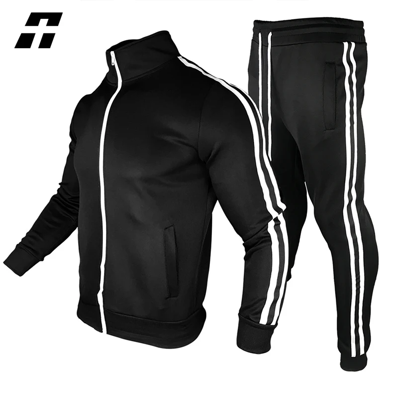 

Men's Tracksuit Casual Spring Men Sets Zipper Cardigan Jacket 2 Piece+Pants Striped Jogging Sports Suit Male Hip Hop Streetwear