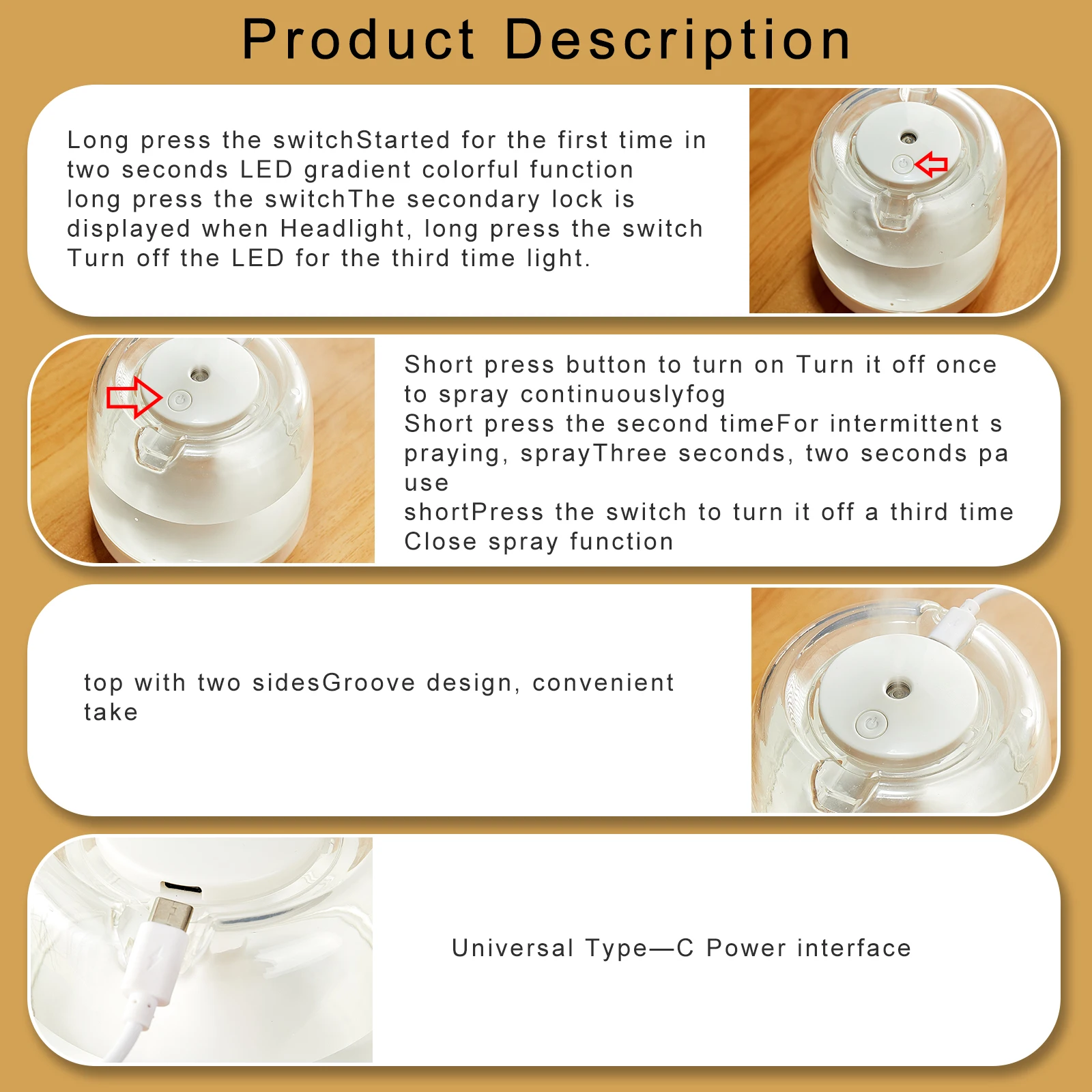 Увлажнитель-Ароматизатор воздуха с USB 650 мл