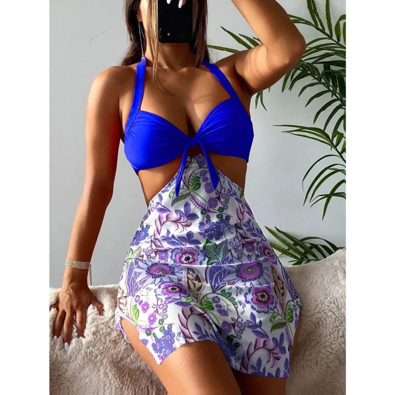

Sexy 2023 New Solid Strapped 3PCS Skirt Mayo Bikini Set Push Up Swimwear Women Low Waist Thong Swimsuit Summer Bathing Swim Suit