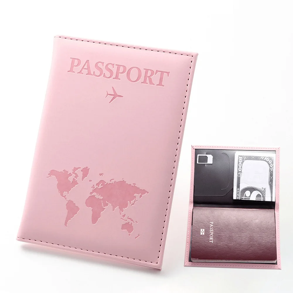 

New Simple Fashion Passport Cover World Map Thin Slim Travel Passport Holder Wallet Gift PU Leather Card Case Cover Unisex