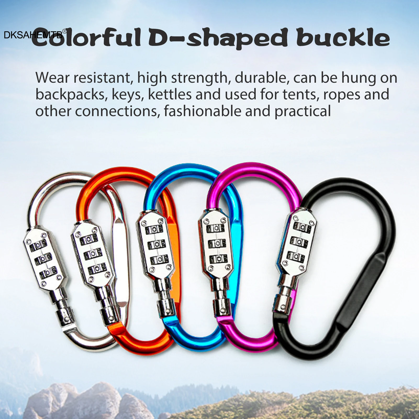 3-значный карабин с паролем портативная цветная пряжка для альпинизма D-типа