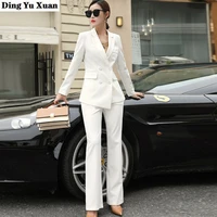 womens formal pants suits for women office wear 2 two piece jacket set outfits solid black white red trouser suite with blazer
