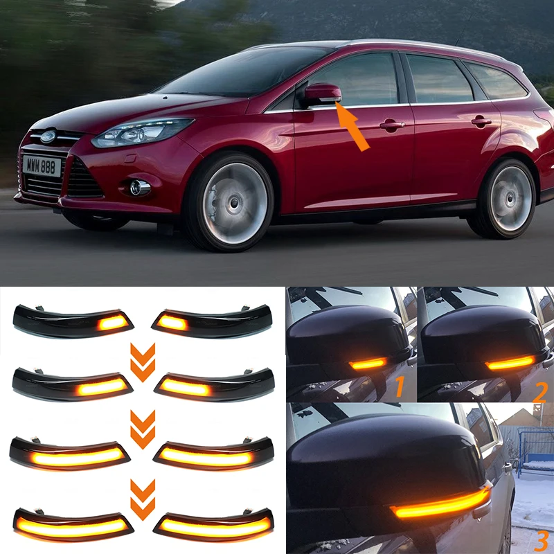 

Black Dynamic Turn Signal Light LED Side Rearview Mirror Sequential Indicator Blinker Lamp For Ford Focus 2 3 Mk2 Mk3 Mondeo Mk4