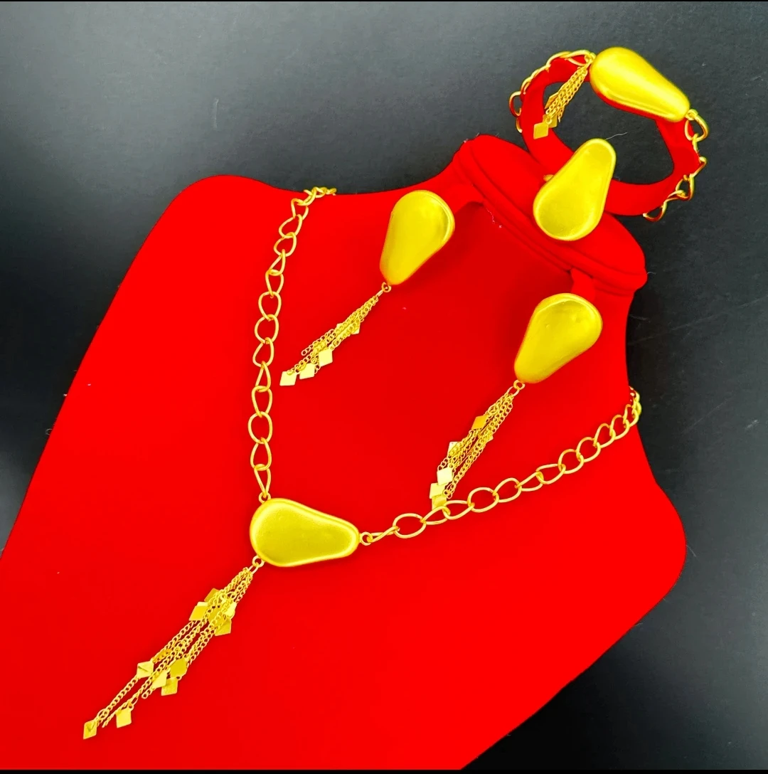 Новые позолоченные ожерелья и серьги из Дубая кольцо браслет Свадебная