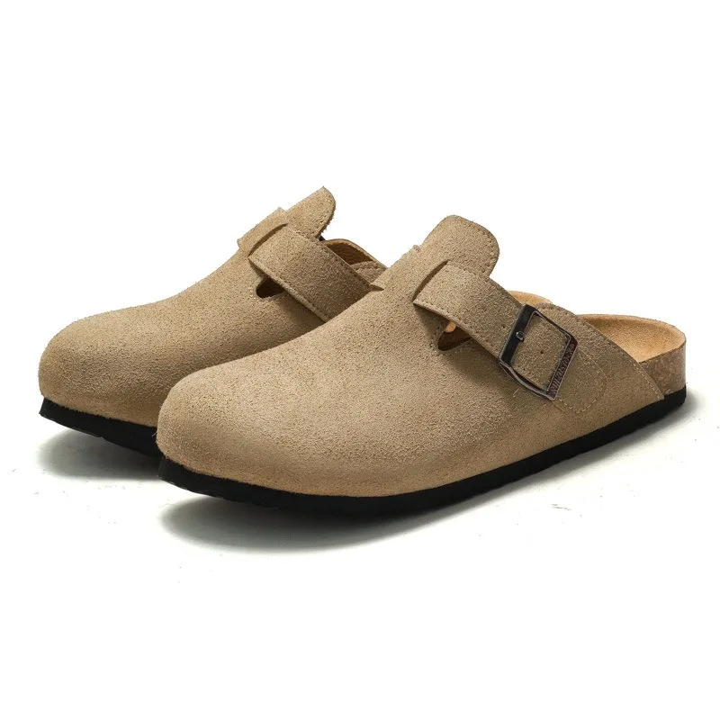 Фото Роскошные дизайнерские тапочки унисекс, мужские уличные туфли-мюли, мужские шлепанцы, замшевые лоферы, мужские шлепанцы, мужские мюли №1
