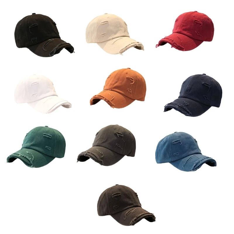 

Sunproof Woman Men Rough Selvedge Baseball Cap Adult Adjustable Cap Summer Teens Distressed Style Hat for Outdoor Sports