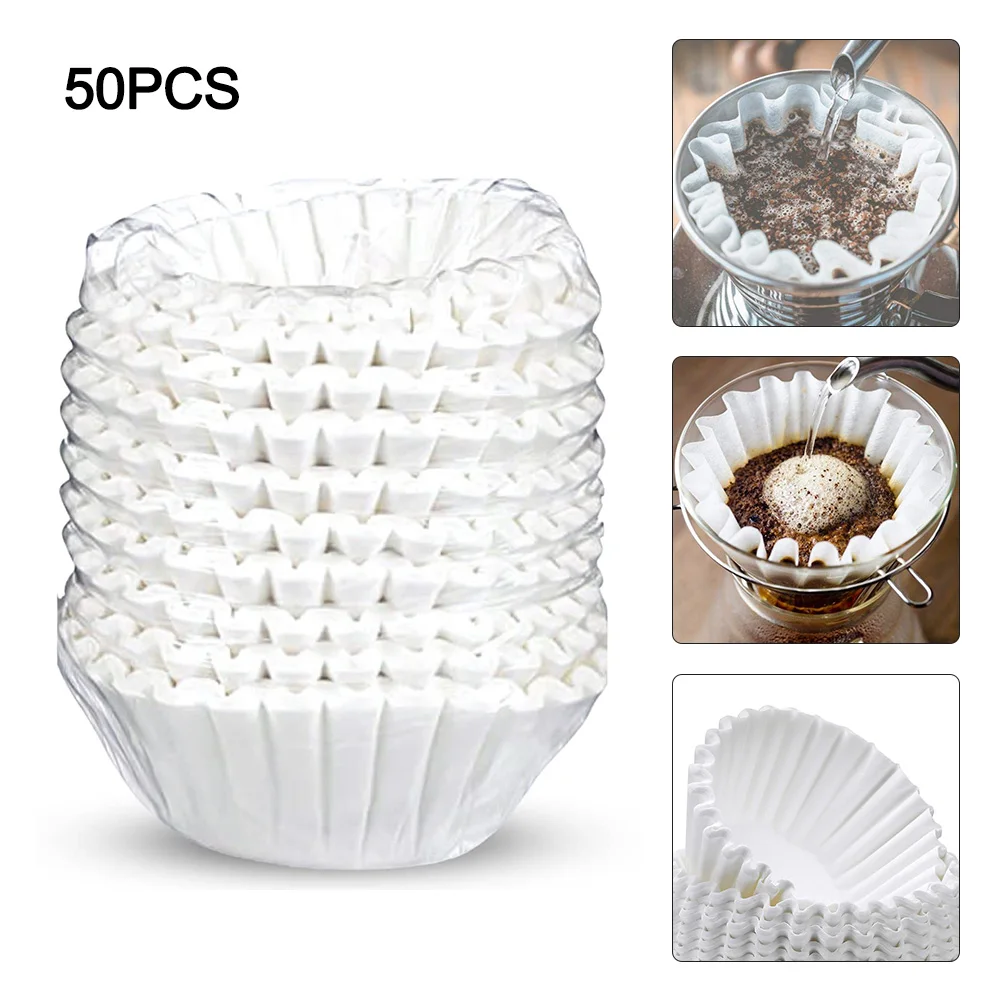 

50Pcs Disposable Coffee Paper Filters Coffee Cup Strainers Replacement Tea & Coffee Tools Kitchen Accessories