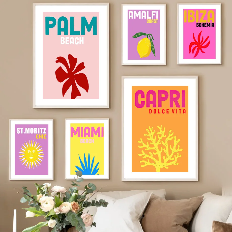 

Assouline Poster Miami Beach Capri Palm Amalfi Ibiza Landscape Wall Art Print Canvas Painting Wall Picture For Living Room Decor