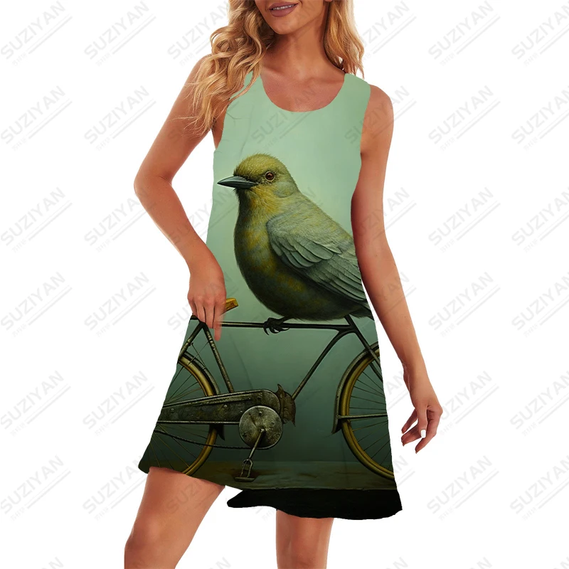 

Женское свободное Повседневное платье, базовое платье без рукавов с круглым вырезом, летнее платье высокого качества в стиле Харадзюку, модное платье с 3D-принтом