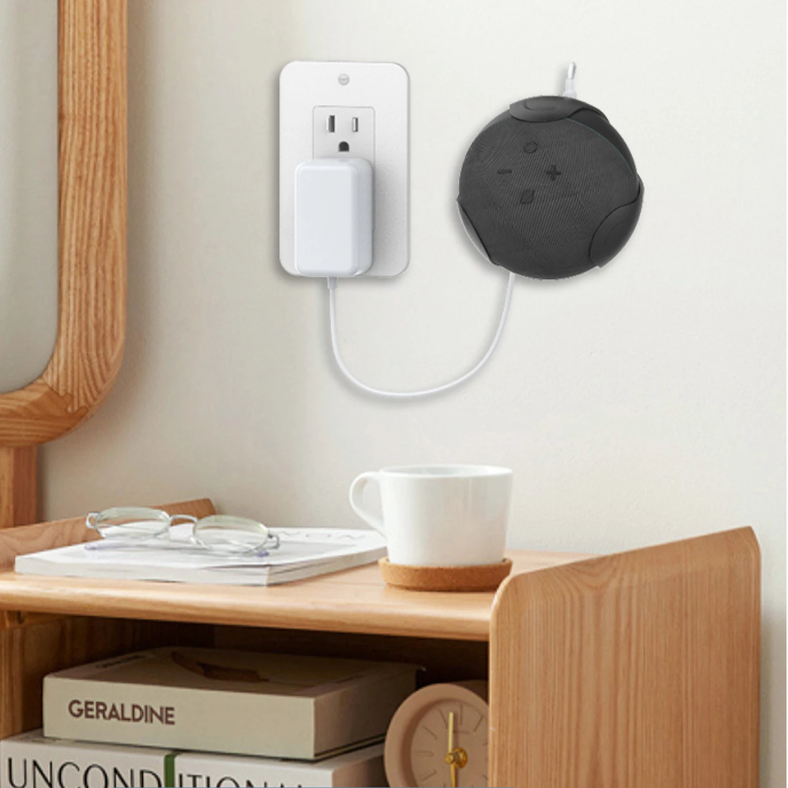 

Durable Outlet Wall Bracket For Alexa EchoDot 4th Generation Wall Mount Holder Stand Smart Speaker Shelf Space Saving Bedroom