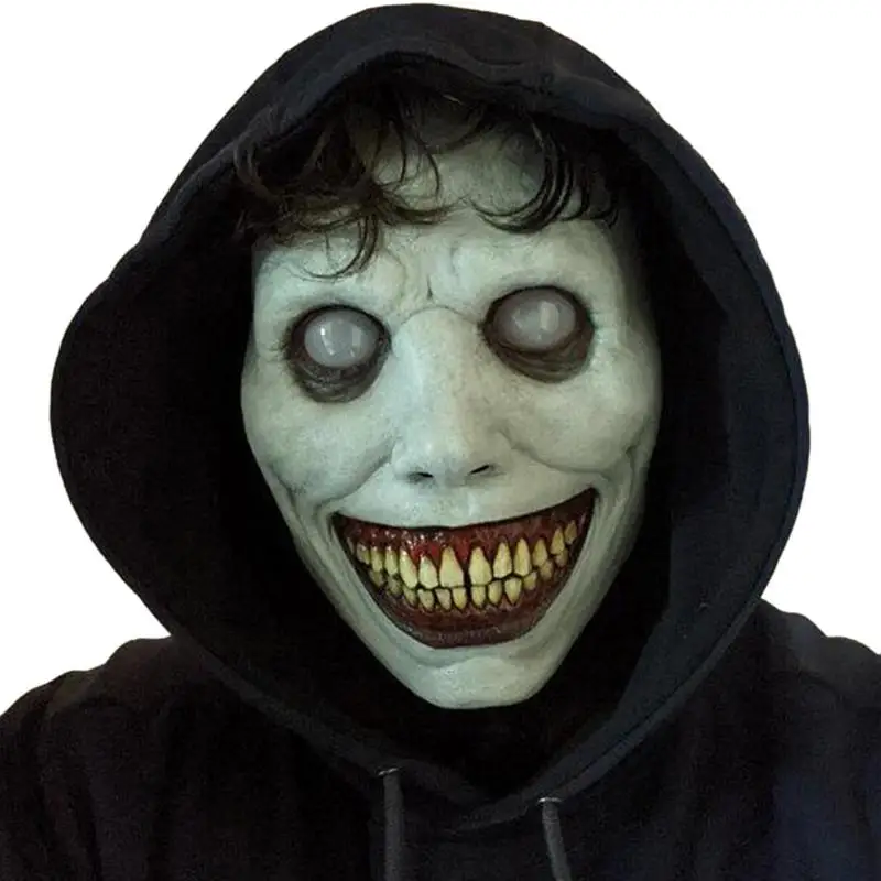 

Creepy Halloween Face Cover Horror Scary Face Latex Hood Cosplay Props Halloween Costume Party Prop Smiling Demons With