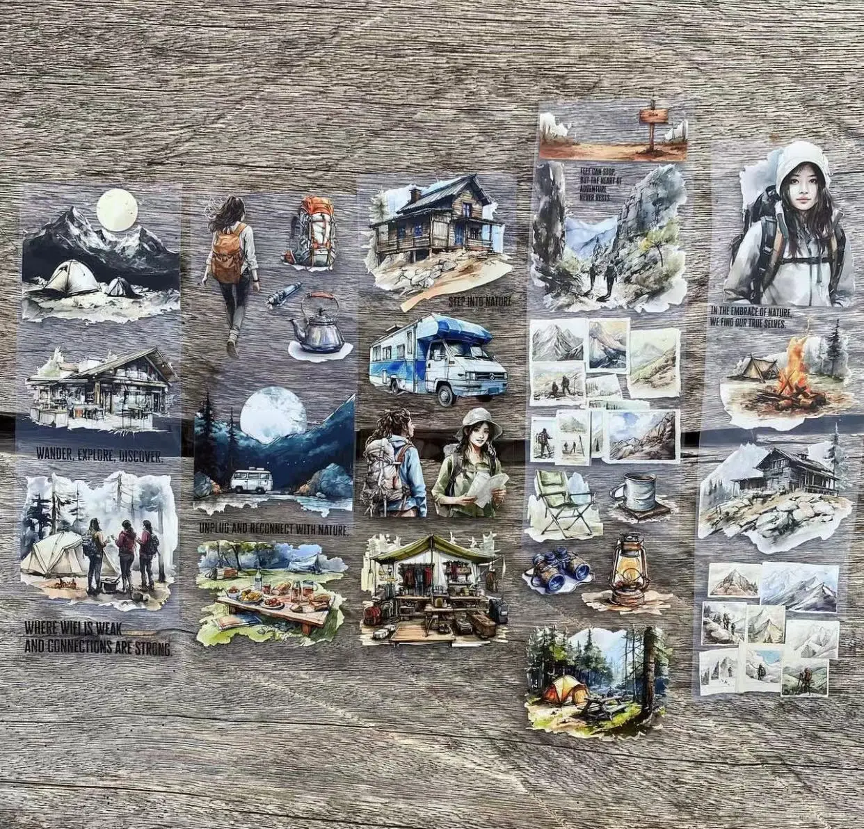 Винтажная наклейка-планировщик NEVERLAND с рисунком природы гор лагеря девушек Васи