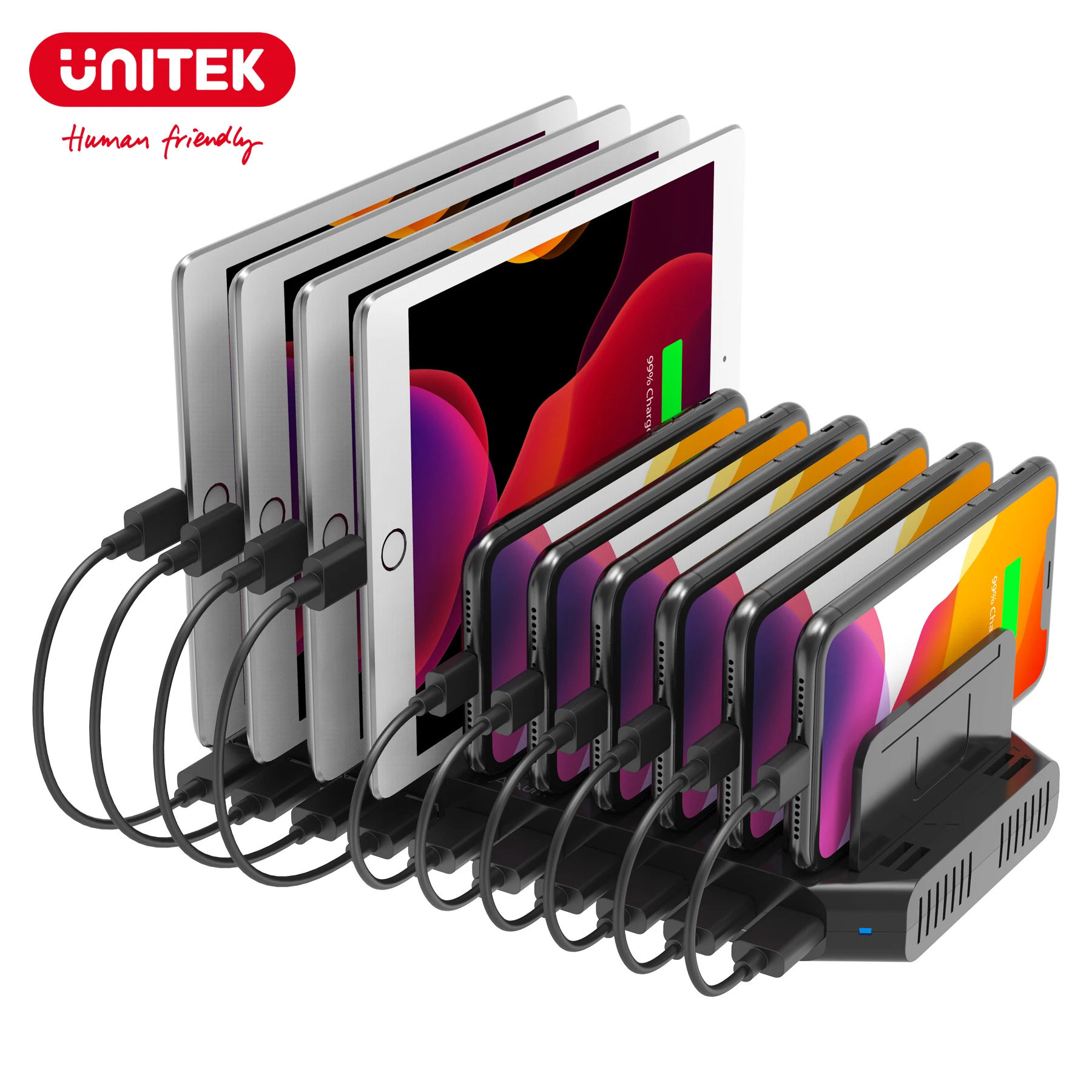 Зарядная Станция Unitek с 10 USB-портами, 96 Вт, QC 3,0