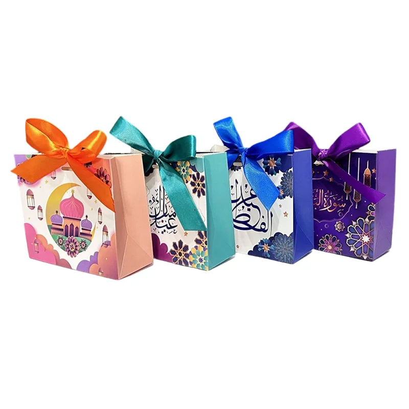 

50 шт. Eid Mubarak Подарочный пакет с ручкой исламский мусульманский фестиваль подарки коробка конфет с лентой Рамадан Kareem Al-Fitr вечерние принадле...