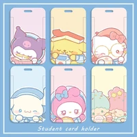 anime sanrio card sleeve cinnamoroll pompom purin cartoon hello kittys my melody keychain pattern card cover pendant toy girls