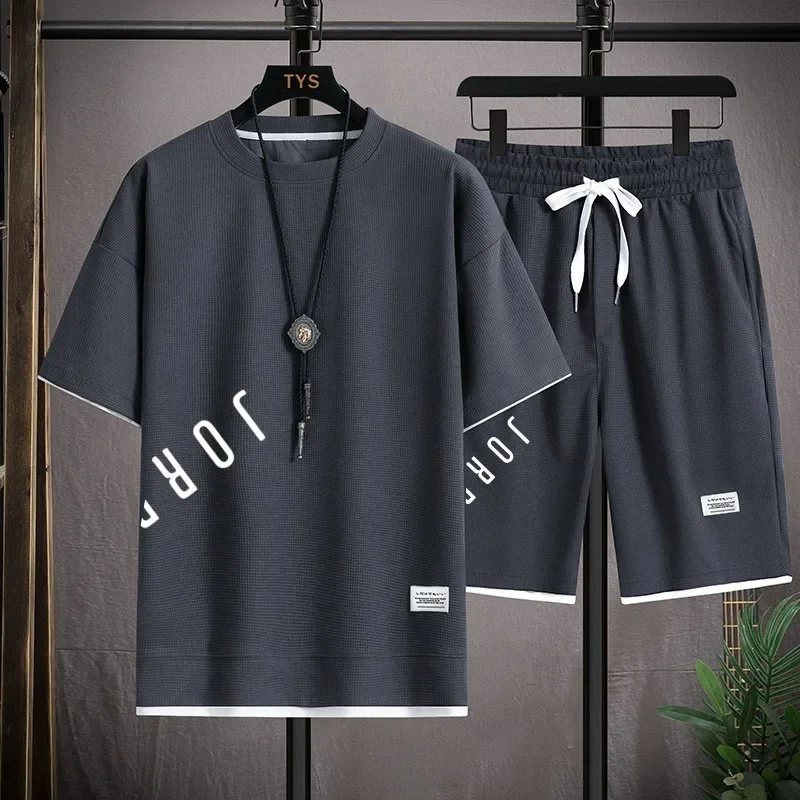 Летний модный спортивный костюм с принтом высококачественный мужской удобный