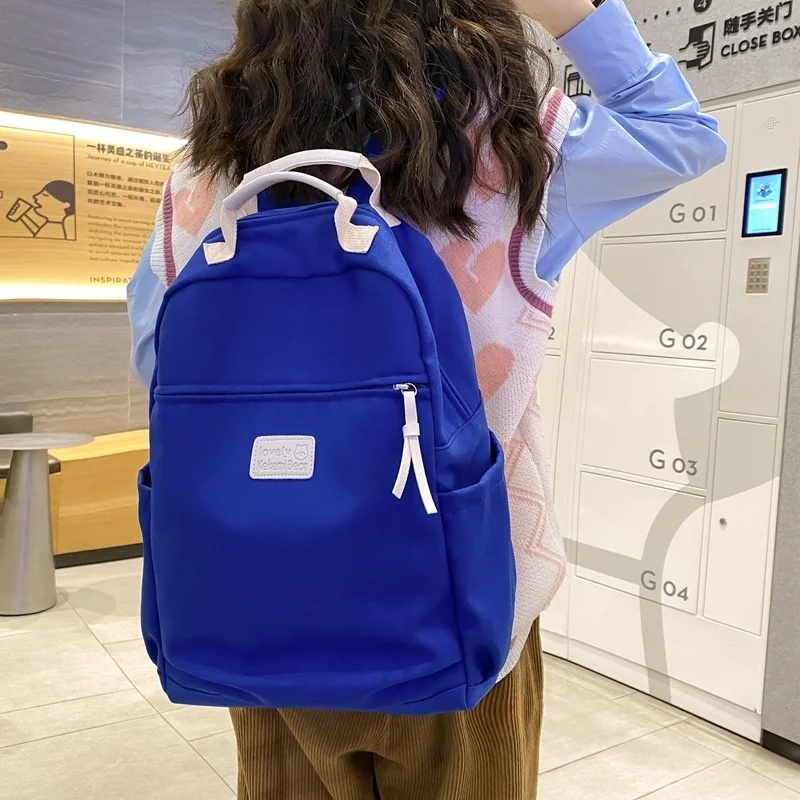 

Nylon Woman Backpack Waterproof School Bag for Teenage Girls Female Large Capacity Travel Rucksack Solid Book Bag