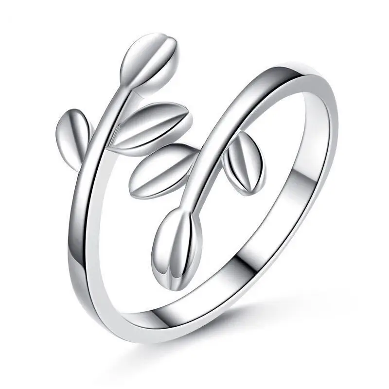

Open Leaf Leaves Olive Branch Female Ring Live Mouth Female Personality Index Finger Silver-plated Jewelry
