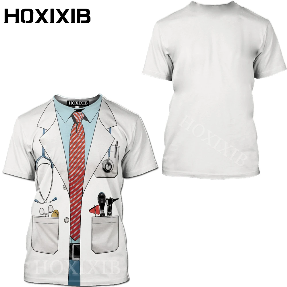 

Футболка hoxib Doctor, женские и мужские футболки, косплевечерние, 3D принт, Аниме футболки, медсестра, медицинское оборудование, белый дизайн, шик...