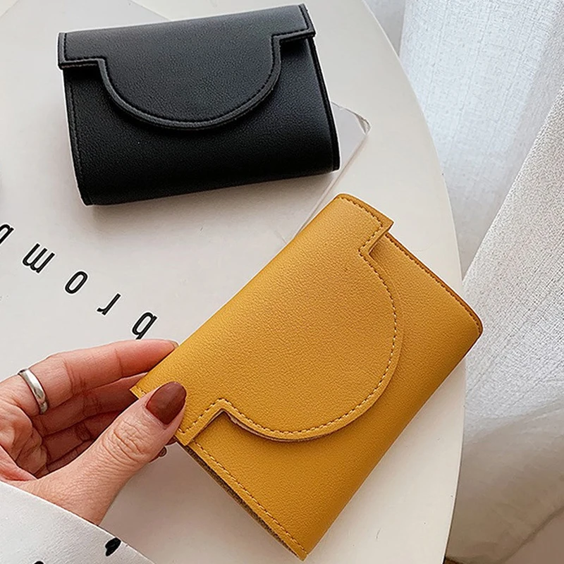 

Классический женский маленький кошелек, однотонный кошелек для девушек, Модный складной кошелек с тремя отделениями для карт