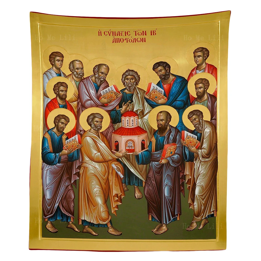 

The Meeting Of Twelve Apostles Holy Prince Vladimir Of Kiev St Nicholas Icon Tapestry By Ho Me Lili For Livingroom Decor