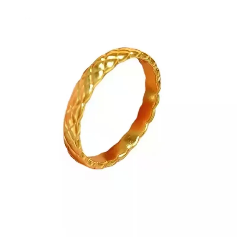 

MUZHI Real 24K Gold Ring Simple Rhombus Design Pure AU999 for Women Fine Jewelry Wedding Gift