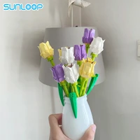 tulip building block bouquet perpetual flower 3d model home decoration plant potted flower assembly bricks child festive gifts